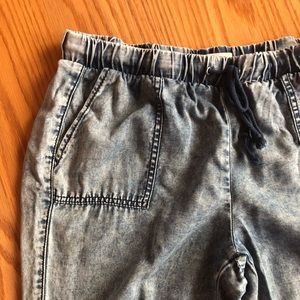 Drawstring acid wash cotton lounge pants